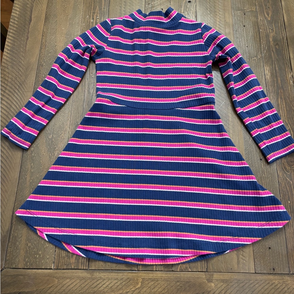 Carter's Striped Long-Sleeve Ribbed Dress in Pink and Blue